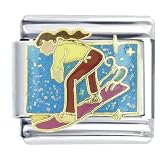 617sEJqp85L. SL160  Snowman Christmas Girl Snowboader Sports Italian Charms Bracelet Link