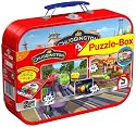 Schmidt Spiele 55587 - Chuggington, mit Reflektor und Merkheft, Puzzle-Box 1x 26, 2x 48 Teile im Metallkoffer