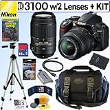 Nikon D3100 14.2MP Digital SLR Camera with 18-55mm f/3.5-5.6G AF-S DX VR and 55-300mm f/4.5-5.6G ED VR AF-S DX NIKKOR Zoom Lens + 16GB Deluxe Accessory Kit