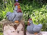 Eigenschaften Tiefes Kunsthandwerk GbR  / Steinfigur Tierfigur Hahn Huhn Set schiefergrau