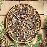 Whitehall Products 01789 Pinecone Thermometer Clock Combo