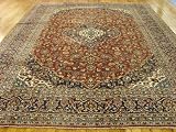 9'8 x 13'0 Red Persian Hand Knotted Wool Kashan Rug