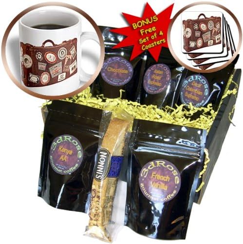 cgb_37264_1 Florene Vintage - Brown Suitcase Of Memories - Coffee Gift Baskets - Coffee Gift Basket