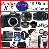Pentax K 5 16.3 MP Digital SLR with 18 55mm Lens and 3 Inch LCD (Black) and Pentax DA L 55 300mm f/4 5.8 ED Lens with SSE 32GB Amazing Pro Package Includes 2 Batteries and charger, 2 lenses, Filter Kit Plus Much more 617vFi1%2BgSL. SL160 Pentax K 5 16.3 MP Digital SLR with 18 55mm Lens and 3 Inch LCD (Black) and Pentax DA L 55 300mm f/4 5.8 ED Lens with SSE 32GB Amazing Pro Package Includes 2 Batteries and charger, 2 lenses, Filter Kit Plus Much more