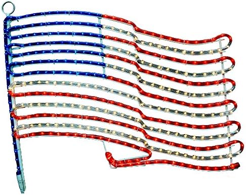 American Flag Rope Light Motif - Lighted Flag - Red, White and Blue Flag