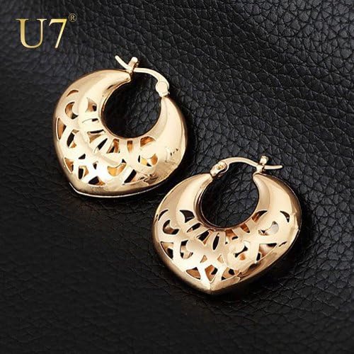 GDShop Unique New Design Basketball Wives Earrings Fashion 18K Real Gold Plated Hollow Hoop Earrings Women Lady Jewelry