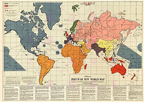 MAP ANTIQUE GOMBERG 1942 POST WAR NEW WORLD ORDER REPLICA POSTER PRINT PAM0906