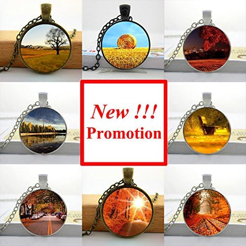 Pretty Lee 2015 New Fashion Glass Dome Pendant Autumn Necklace Autumn Tree Jewelry Glass Photo Pendant Necklace