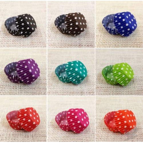 Dress My Cupcake Mini Black Polka Dot Cupcake Liners BULK - 500 Liners - Cupcake Liners, Picks, Towers, Stands