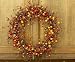 18" Diameter Multi Colored Berry Wreath, Can Be Display From Fall to Christmas. Thick Twig Base, Branches Wired for Shaping.