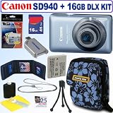 Buy Canon PowerShot SD940IS 12.1MP Digital Camera (Blue) + 16GB Deluxe Accessory Kit at amazon.com