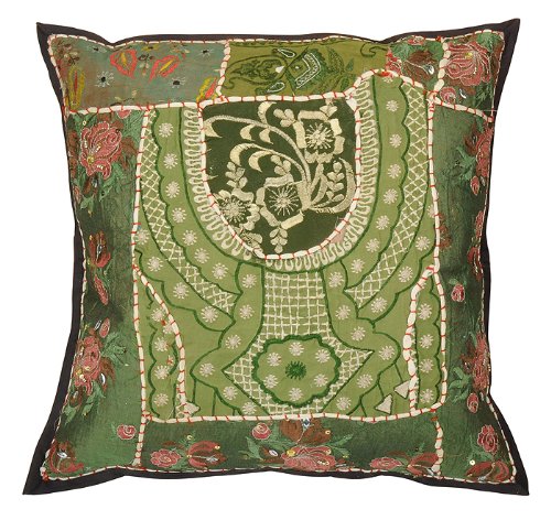 Imagen 2 de Patchwork Indian Home Decor Diseñador de algodón hecho a mano Cojín Set Set Tamaño 16 x 16 pulgadas Juego de 2 piezas