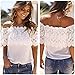 Doinshop Loose Women Off Shoulder Tops Lace Crochet Blouse Shirt Tee