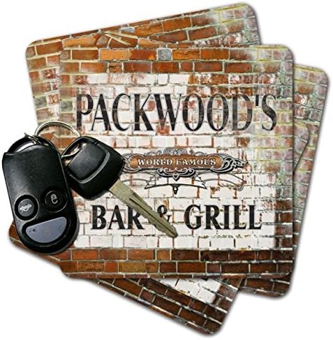 PACKWOOD'S Bar & Grill Brick Wall Coasters - Set of 4