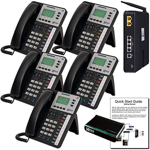 XBLUE X25 VoIP Phone System (C2505) with (5) X3030 IP Phones - Auto Attendant, Voicemail, Caller ID, Paging & Remote Phones
