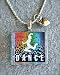 Dance Spectrum in Black Square Glass Tile Pendant Necklace Jewelry Wearable Art Unique Design By Atlantic Seaboard Trading Co.