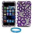 Premium Two Piece Purple Flower Rhinestone Design Protective Cover Case for Apple iPod Touch 4th Generation (8GB 16GB 32GB) iPod Touch 4 Latest Gen + SumacLife TM Wisdom Courage Wristband