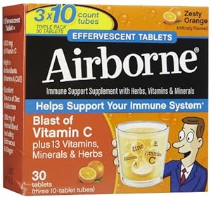 Airborne Immune Support Supplement with Vitamin C, Effervescent Formula, Orange, 30 Count