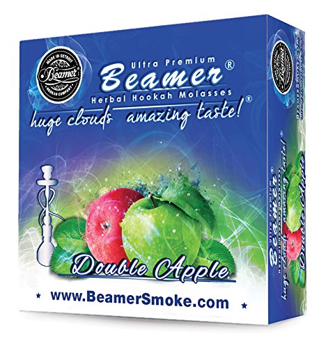 Double Apple Beamer Herbal Hookah Shisha Molasses 50g. Huge Clouds, Amazing Taste! Tobacco Free, Nicotine Free. Better Taste & Clouds than tobacco. Made in USA! Use with Hookah Nargila, charcoal