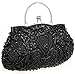 Albabara Satin Beaded Handmade Clutch Purse Evening Handbags,Black