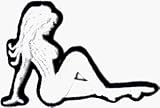 Mudflap Girl - Sm. Black & White, Legs to Right - Embroidered Iron On or Sew On Patch (Trucker Babe)