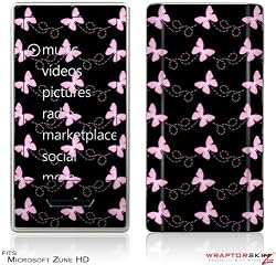 Zune HD Skin - Pastel Butterflies Pink on Black by WraptorSkinz