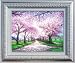 岩手県・北上市立公園の桜並木(油彩画・F6号) 長橋保 画【送料無料】