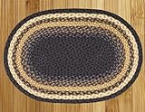 IMAGE OF 20x30 Natural Oval Braided Rug Lt. Blue/Dark Blue/Mustard
