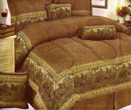 Brand new tapestry King Horse 7PCS comforter bed in a bag