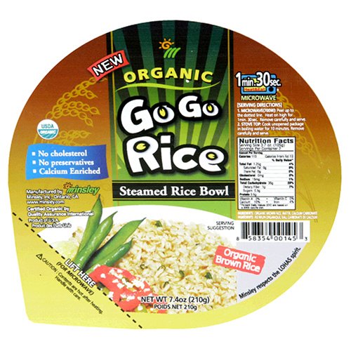 GoGo Rice Steamed Brown Rice Bowl, Organic, Microwaveable, 7.4-Ounce Bowls (Pack of 12)