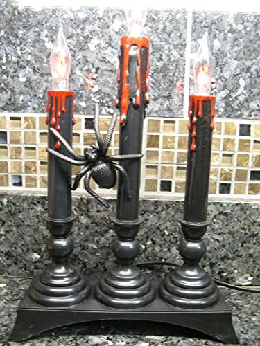 Set of 3 Blood Dripping Flickering Black Candle Lights Halloween Decoration Prop