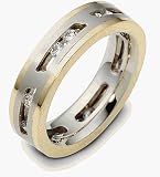 Titanium & 14 Karat Yellow Gold MOVING Diamond Wedding Band