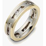 Titanium & 18 Karat Yellow Gold MOVING Diamond Wedding Band