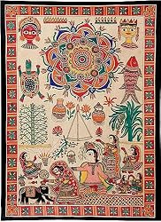 Madhubani Painting Home Decor Organic Color Paper 22 x 30 inches (madht303)