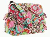 OiOi Pink Floral Bouquet Messenger Diaper Bag with Water Resistant Finish - NEW!