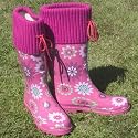 Ladie Cerise Flower Funky Fashion Festival Wellies WF31