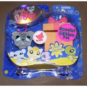 Littlest Pet Shop Special Edition Fuzzy Grey Schnauzer with Bow