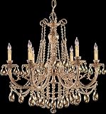 Crystorama 476-OB-GTS, Etta Swarovski Crystal 1 Tier Chandelier Lighting, 6 Light, 360 Watts, Brass