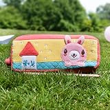 [Rabbits Home] Embroidered Applique Pencil Pouch Bag / Cosmetic Bag / Carrying Case (7.5*2.8*1.4)