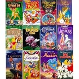 walt disney's 12 pack: Winnie the Pooh and Christmas Too , The Many Adventures of Winnie the Pooh, Aladdin (A Walt Disney Classic), Disney's The Jungle Book , The Return of Jafar, The Fox and the Hound, The Lion King (A Walt Disney Masterpiece), Cinderella (Walt Disney's Classic Animated Feature), Snow White and the Seven Dwarfs (Walt Disney's Masterpiece) , Beauty and the Beast (A Walt Disney Classic) (1991), Aladdin and the King of Thieves (Disney Presents), 101 Dalmatians (Walt Disney's Classic)