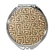 Sparkling Greek Fret Pattern Round Stainless Steel Compact Mirror