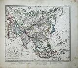1876 STIELERS MAP ASIA INDIAN OCEAN JAPAN CHINA BORNEO