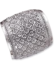Sterling Silver Solid Floral Cuff Bangle Bracelet Real Goldia Designer Perfect Jewelry Gift for Christmas