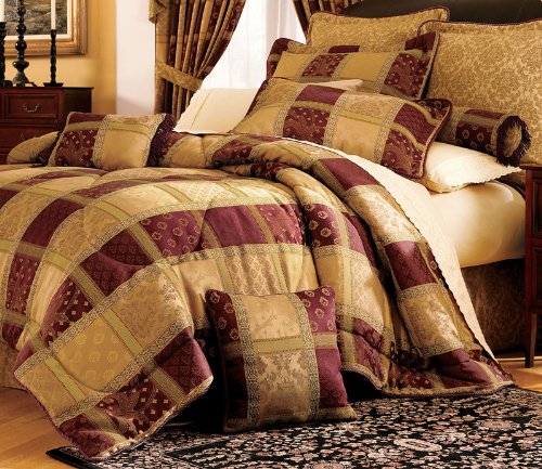 7Pcs Maroon Jewel Patchwork Comforter Bed in a Bag Full