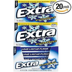 Extra Sugarfree Gum, Winterfresh, 15-Count Sticks (Pack of 20) by Extra
