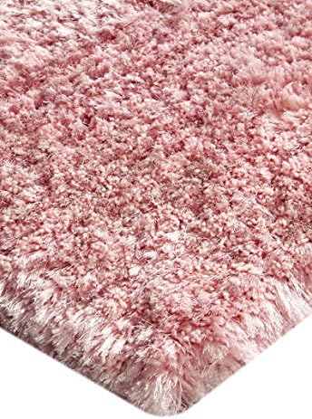 Global Accents Silky Shag Area Rugs - (4'x6') Polyester Shaggy with Lots of Textured Pattern with Royal Soft Fine Lustrous Look for Living, Indoor & Dining Room Accent with Natural Cotton Warp & Weft - Color Rose Pink Shag Rugs - Made in India - Handloom Shaggy Carpet