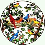 Birds of a Feather Metal-Framed Stained Glass Art Panel 21.5 W X 21.5 H Joan Baker Designs APM514