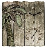 Springfield 91940 Palm Tree Poly Resin Clock and Thermometer
