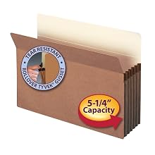 Smead Pockets, Legal Size, Straight Cut, 5-1/4 Inch Expansion, Rollover Tyvek at Top-reinforced sides, Redrope, 50 Per Ctn (74810)