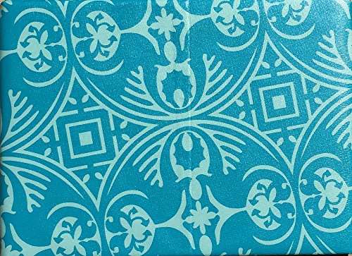 High Quality Vinyl Felt Backed Tablecloth, Thicker, Last Longer, Stain Resistant for Indoor and Outdoor - Medaillon Turquoise Theme (54 X 72)